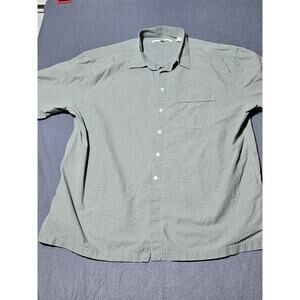 Perry Ellis Shirt Mens 17.5 Green Short Sleeve Button Down Shirt